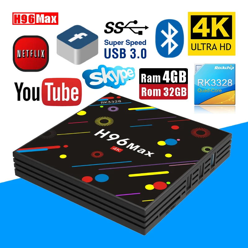 

H96 Max H2 Rockchip RK3328 4GB Ram 32GB Rom Smart TV Box USB 3.0 Bluetooth 4.0 Android 7.1 Set Top Box 3D 4K HD Media Player