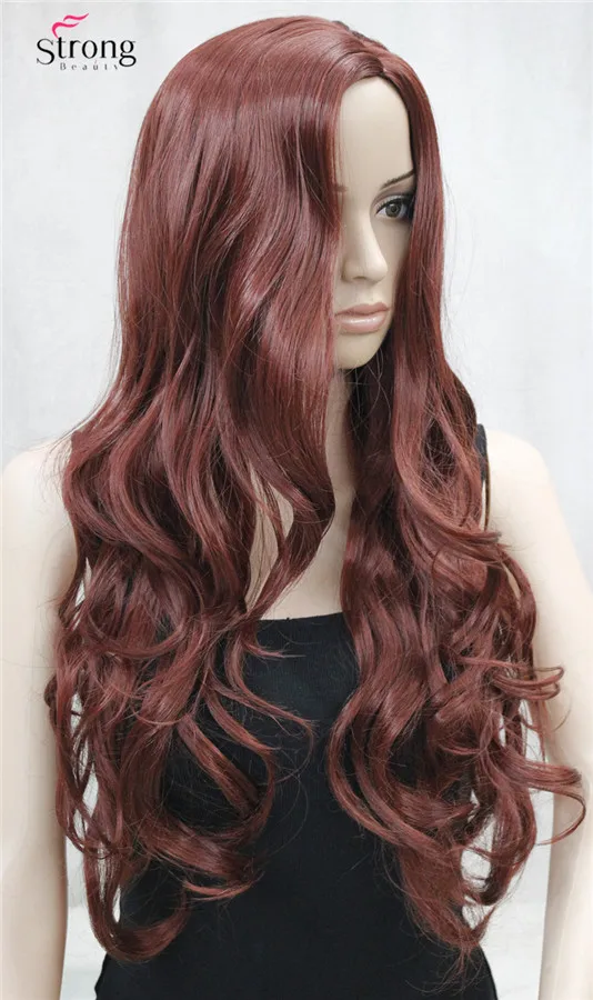 E-9860 131 Bright Burgundy Long nature wavy wig(1)
