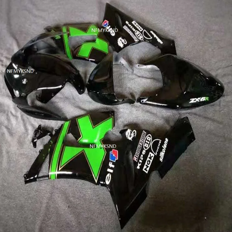 Кузов мотоцикла для KAWASAKI NINJA cool ZX 6R 05 06 636 black greens ZX6R 2005 2006 комплект