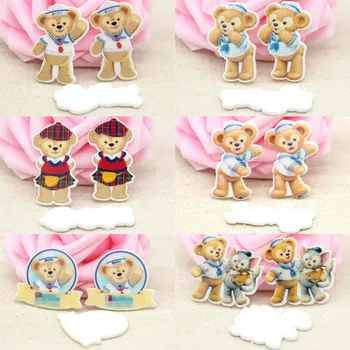 

60pcs/Lot Mixed Kawaii Bear Resin Planar Cabochons Bear Flatback DIY Hair Bows Scrapbooking Home Decor Handmade Materials
