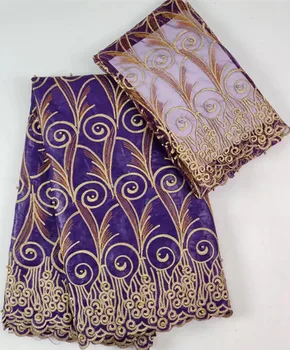 

High quality nigerian lace fabrics for wedding party 5yards+2yards african bazin riche getzner fabric african lace fabric WH-B7