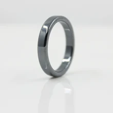 Moda jóias aaa qualidade suave 4 mm largura plana hematite anéis (1 peça) hr1003