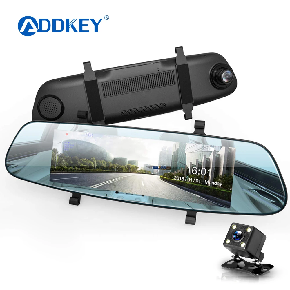 

ADDKEY 7 inch touch screen Car DVR Camera 1080P Dual Lens Car Cameras earview mirror Loop record Car Recorder Registrar Dash cam