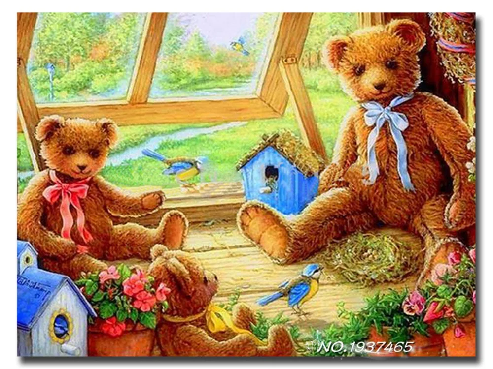 Dmc Bordir Stitch Hewan Berwarna Warni Beruang Boneka Berlian