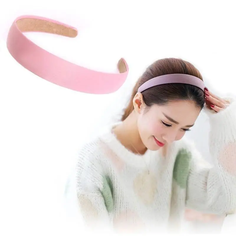 Многоцветный Корейский минималистский ободок девушки женщины искусственная замша ткань обернутый стрейч обруч для волос Широкий Простой сплошной цвет головной убор