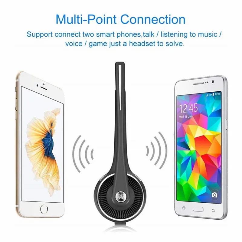 Truck Driver Bluetooth v4.1 Phone Headset with Mic 15h Talk Time Stereo Headset with Noise Canceling Hands-Free for Call Center Media Playing1