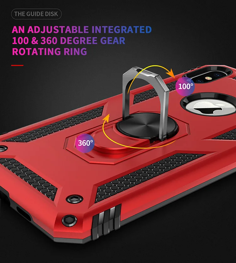 Rugged Armor Phone Case For iPhone X XR XS 11 12 13 Mini Pro Max 6 6S 7 8 Plus Finger Magnetic Ring Hard Holder Shockproof Cover mobile pouch for running