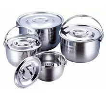 FREE SHIPPING PICNIC COOKING POTS INOX POTS COOKWARE SET 1-6 litre CASSEROLE portable outdoor pots set
