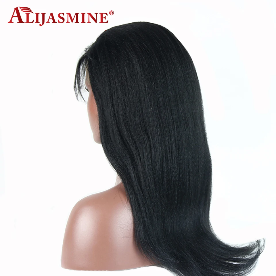 Alijasmine предварительно СР Синтетические волосы на кружеве парики 8-24 дюймов яки прямые бразильские человеческие волосы Синтетические волосы на кружеве парики для Для женщин