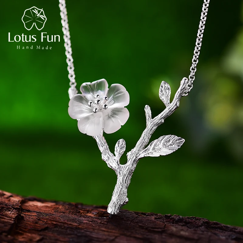 Lotus Fun Реальные 925 Стерлингового Серебра Ручной Работы Дизайнера Ювелирных Украшений Цветок в Дождь Ожерелье