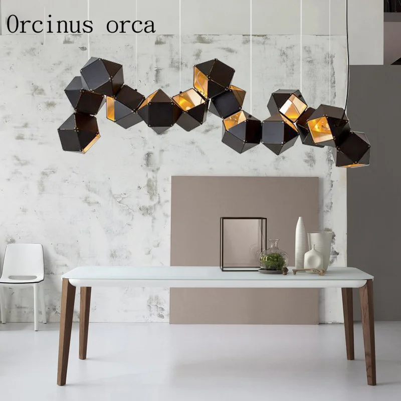 

Nordic Modern Chandelier Metal Faceted chandelier Villa Hotel Gallery Bar Chandelier +Free shipping!