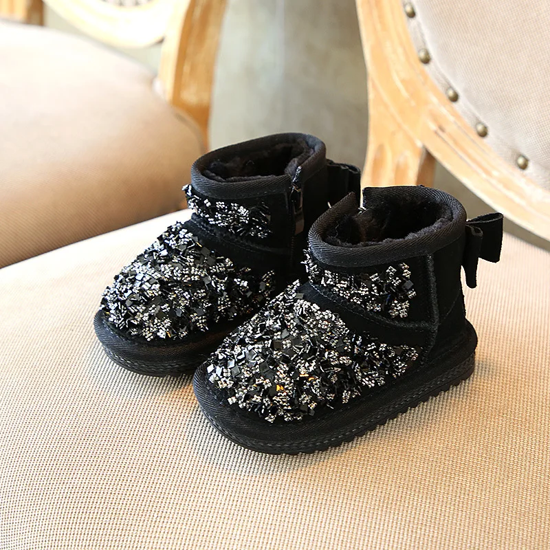 Rhinestone Girls Boots Baby Girls Winter Shoes Children Boots Princess