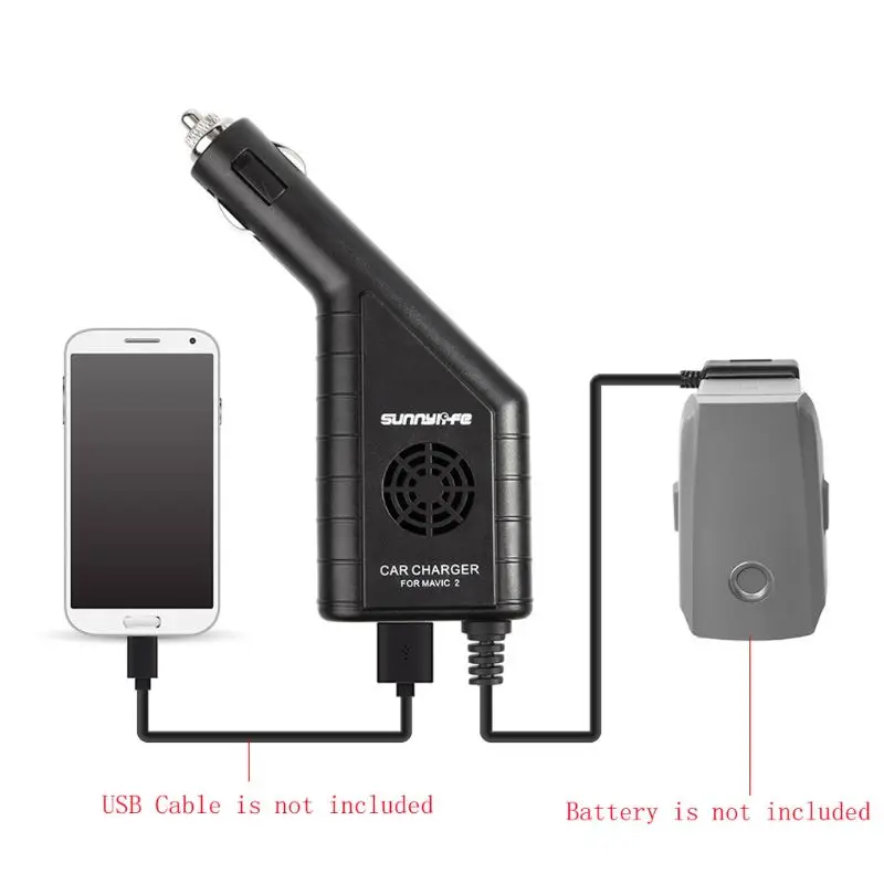 

Sunnylife 2 in 1 Drone Car Charger with USB Port Battery Charging for Phone Tablet DJI Mavic 2 Remote Controller Accessories