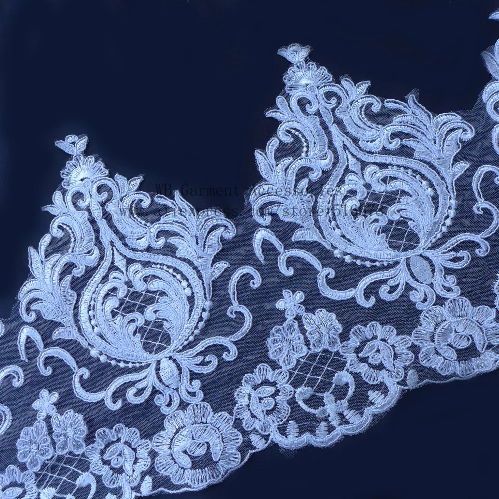Aliexpress.com : Buy 24cm 5yards/lot off white elegant bilateral cord embroidery lace trim