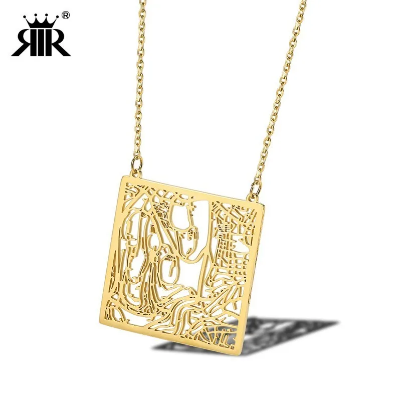 

RIR Jerusalem City Map Necklace Israel Jewish Trip Necklace Hebrew Star David Passover Accessories Necklaces In Stainless Steel