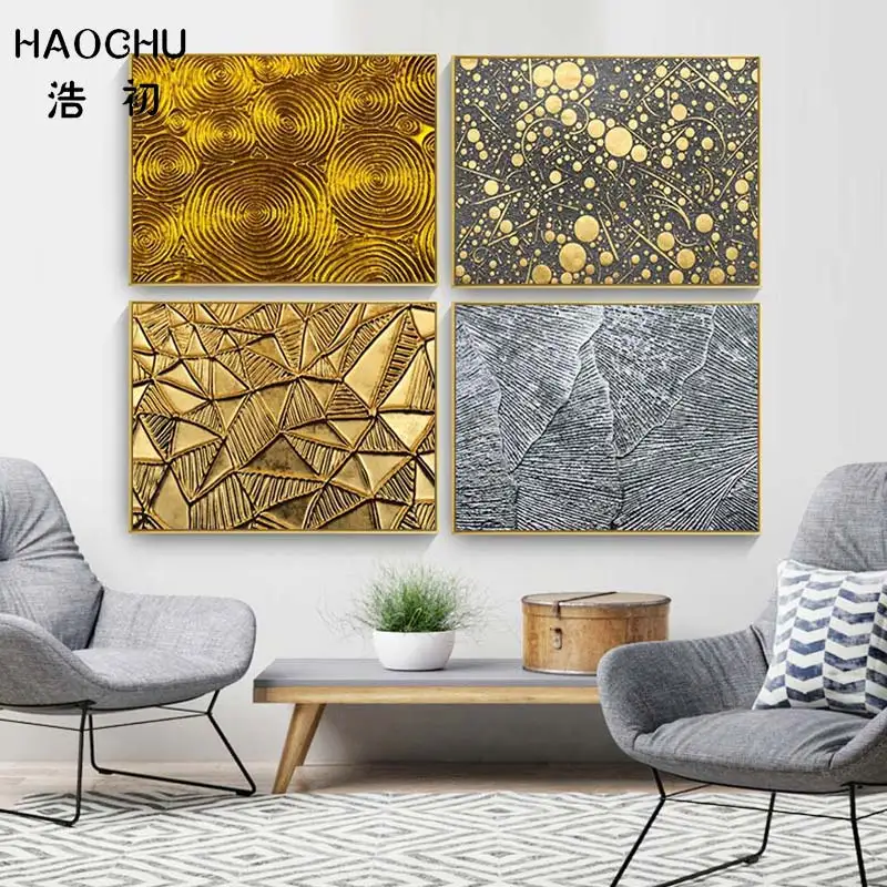 

HAOCHU European Court Retro Sexy Gold Lips Gray Conch Decor Pictures Canvas Painting Golden Abstract Line Lemon Art Print Poser