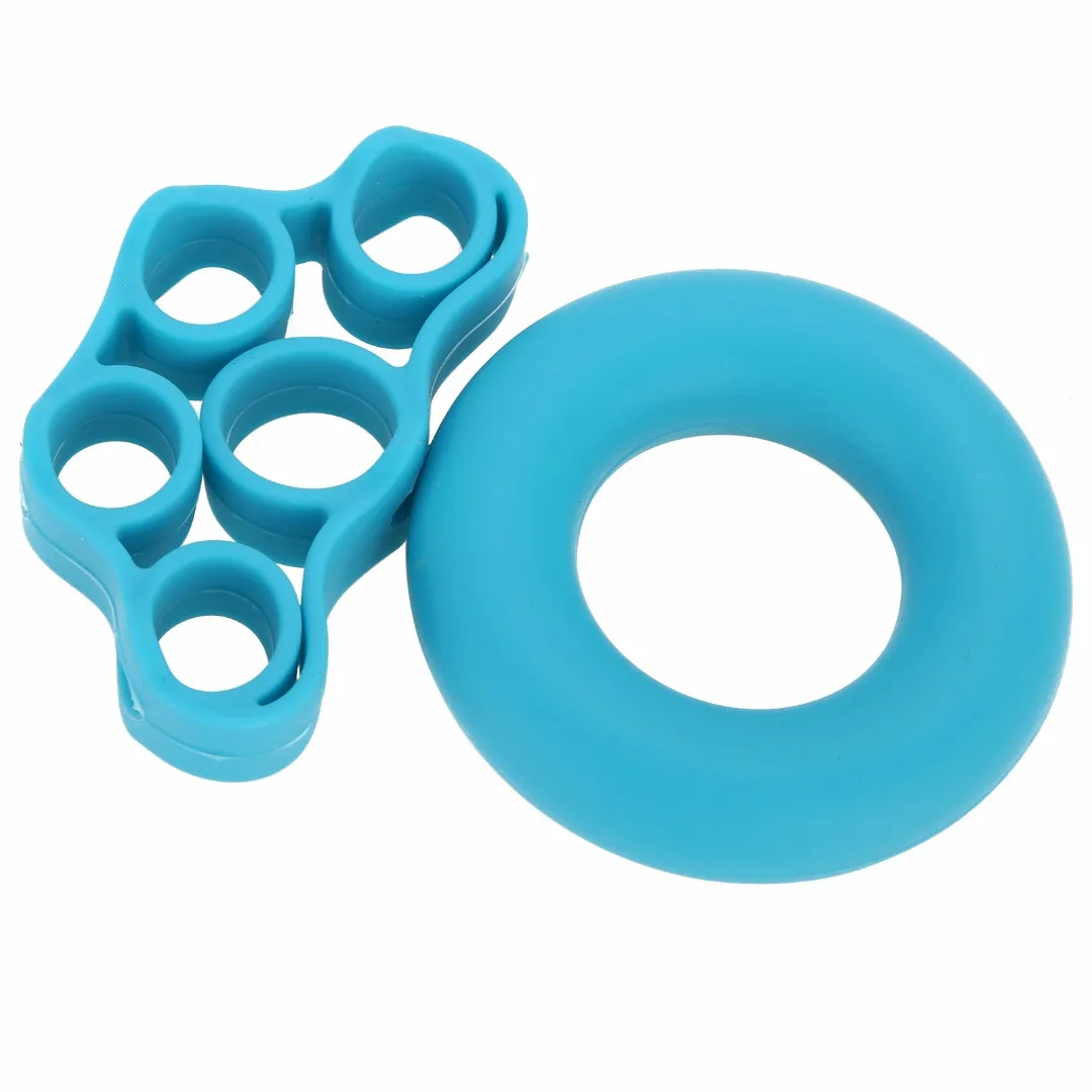 Mayitr 2Pcs/set Silicone Hand Grip Strengthener Finger Stretcher Hand Exercise Gym Fitness Grip Finger Trainer Ring