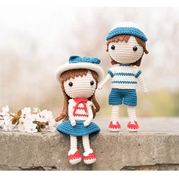 

Baby couple doll material bag hook needle baby cotton crochet hook needle manual diy knitting wool