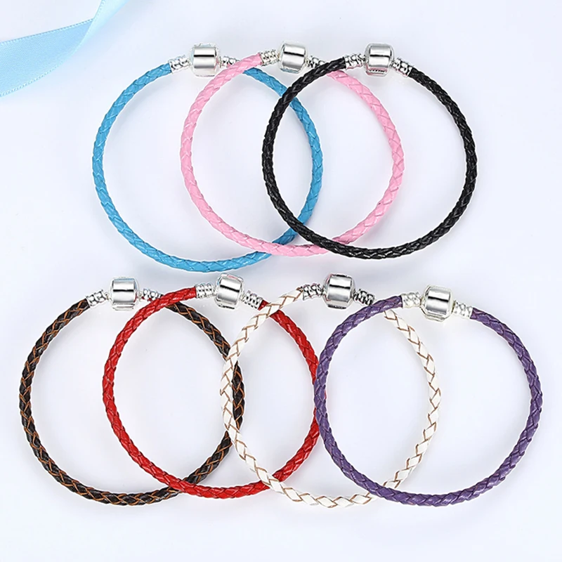 

New Alloy Clasp Genuine Leather Colorful Bracelet For Women&Men Fits Original Pan Charm Bracelets DIY Bead Gift Jewelry