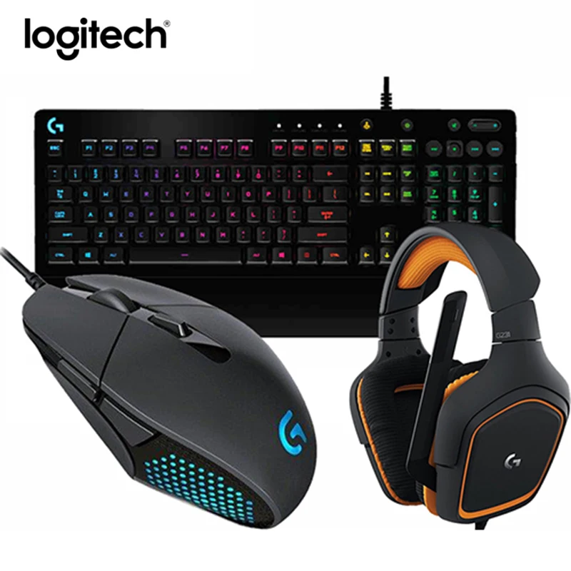 Игровая механическая клавиатура logitech G213 teclado gamer klavye и гарнитура logitech G231 Prodigy, Проводная игровая мышь G302