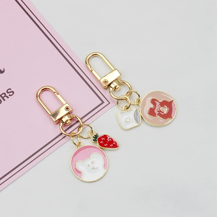 

1pc Girl Heart Cute Keyring Creative Super Kawai keychains bag charm pom pom keychain