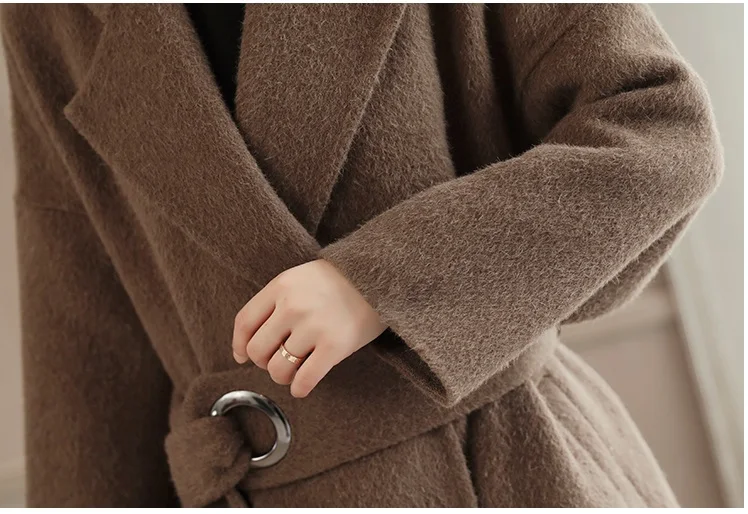 Осень Зима Альпака кашемировое шерстяное пальто для женщин средней длины Новая мода Большой размер Alba карта куртка женская ODFVEBX