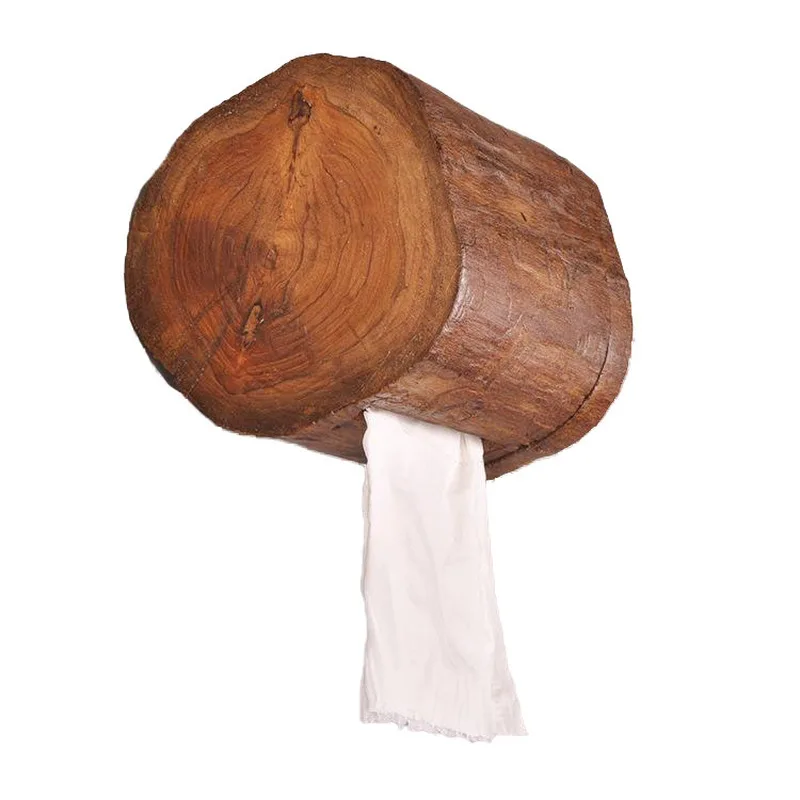 

A1 Household hotel bathroom roll paper solid wood towel tube bathroom paper towel holder bathroom kitchen tray LO62321