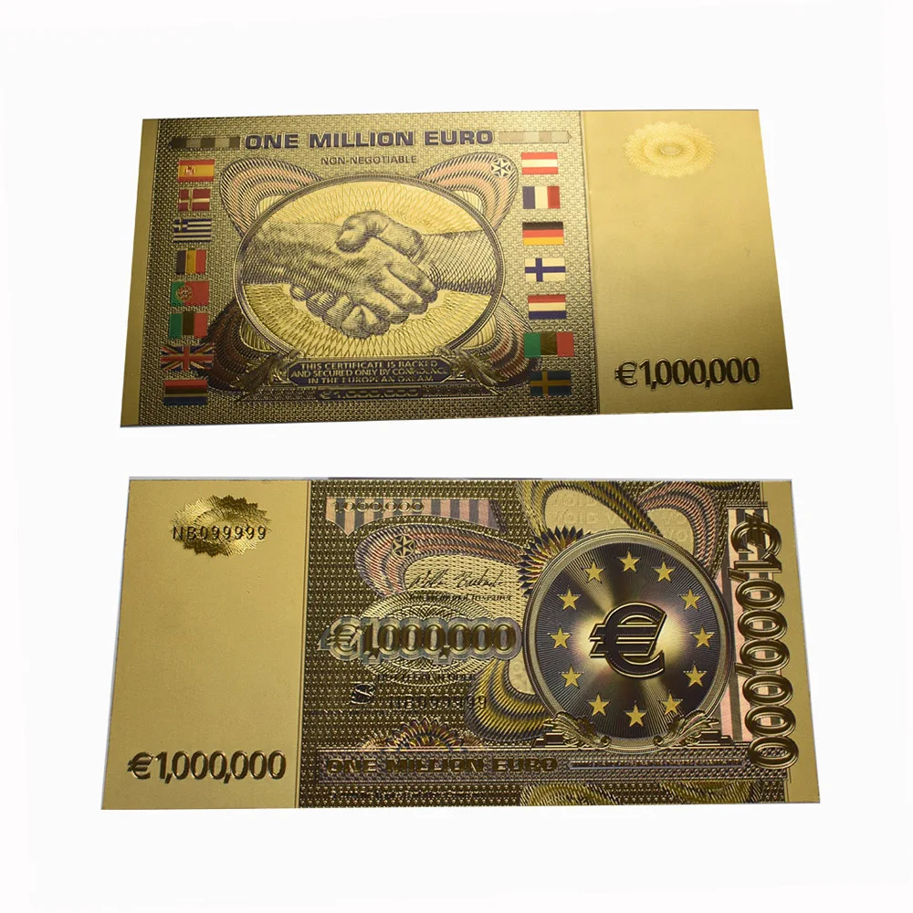 

One Million Colored Euro Banknote Fake Money Gold Foil Banknote Funny Gift