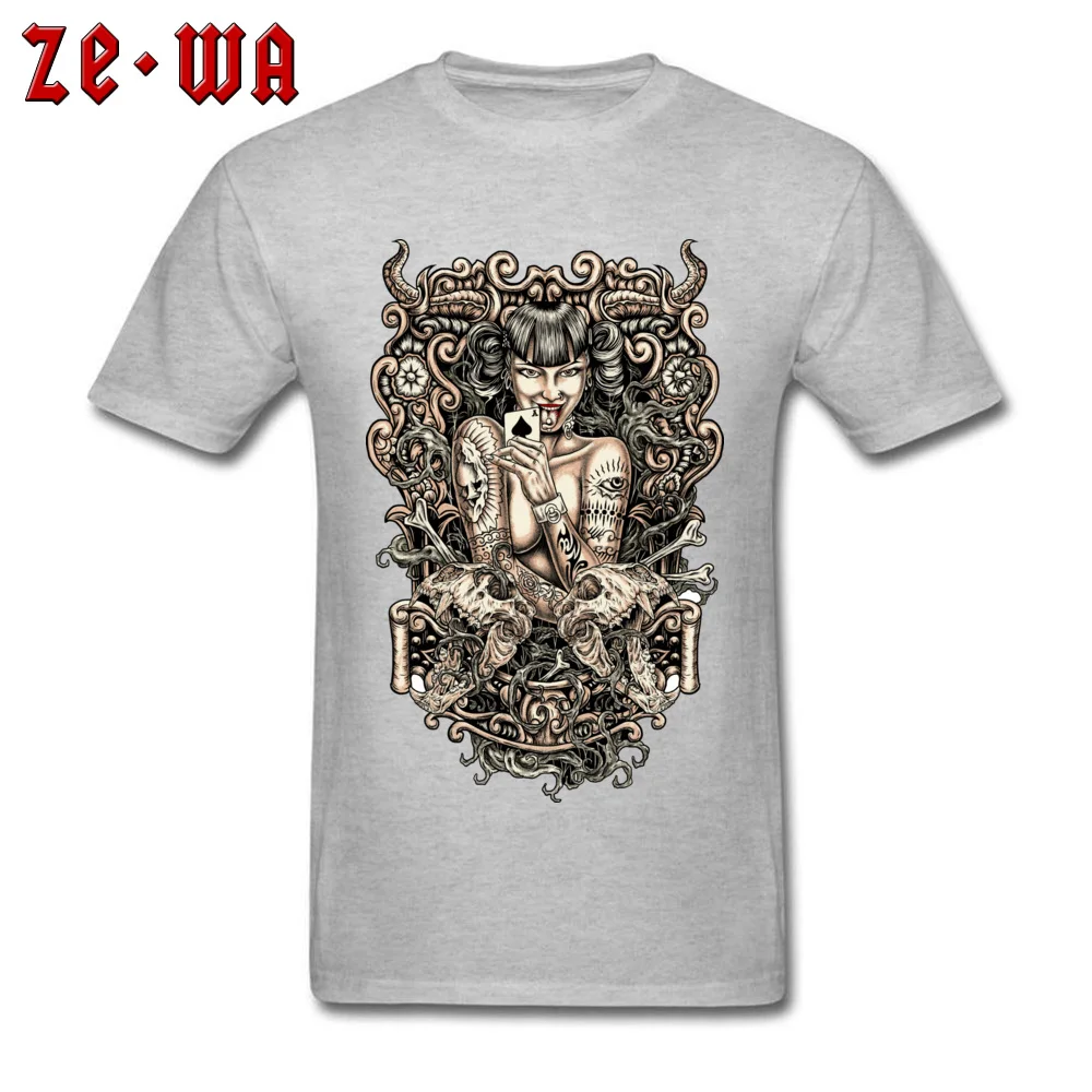 Funny Short Sleeve Tops Shirt Summer Fall O Neck 100% Cotton Youth T Shirts Tattooed Evil Girl Funny T-Shirt New Arrival Tattooed Evil Girl grey