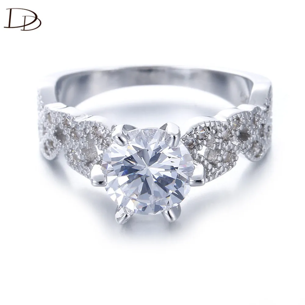 1.5 carat AAA zircon jewelry wedding engagement rings for women vintage 925 sterling silver anel crystal bague leaves DD097
