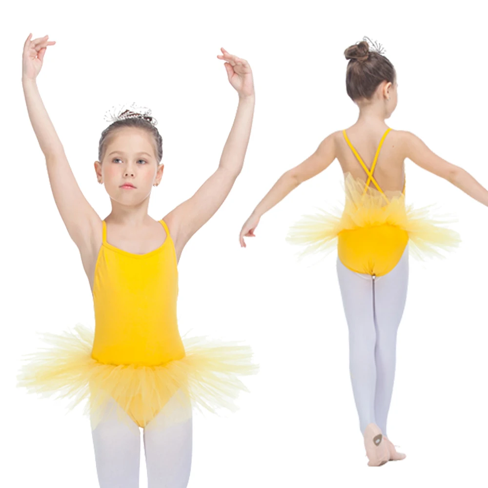 Ballet Kids Dancing Yellow Leotards Nylon/lycra Double Straps Camisole For  Girls Gymnastics Full Sizes - Ballet - AliExpress