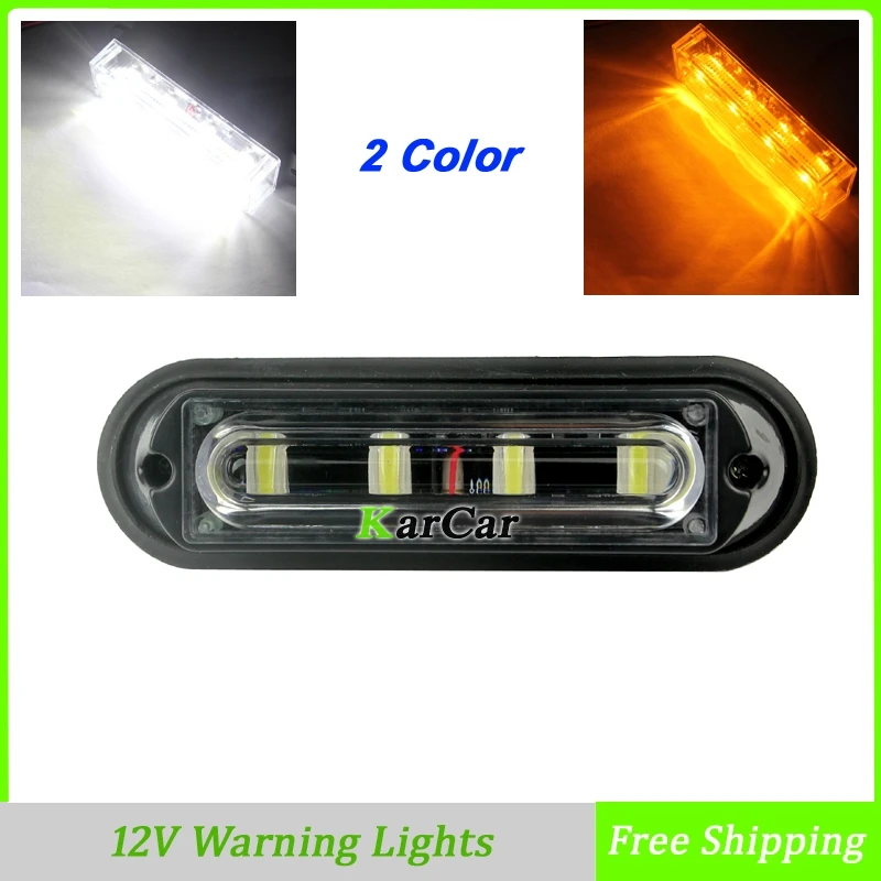 High Bright 4W 4 LED Warning Lights Truck Auto Car Daytime Running