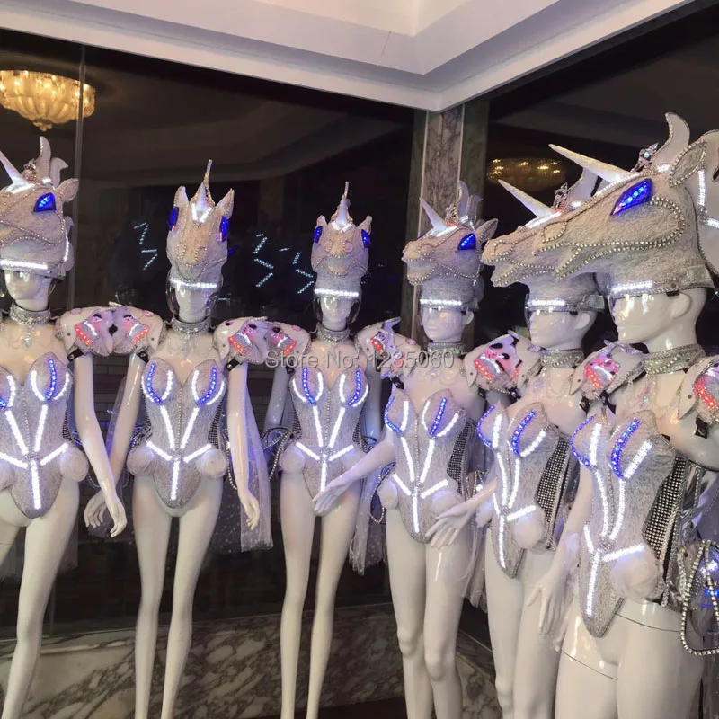 WYY Единорог голова лошади LED Реквизит Костюмы шоу одежда услуги костюм