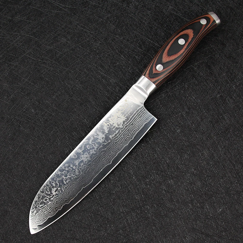 SUNNECKO 6 шт. набор кухонных ножей Дамаск шеф-повара для нарезки хлеба сантоку кухонные ножи японский VG10 стальной нож Pakka деревянная ручка