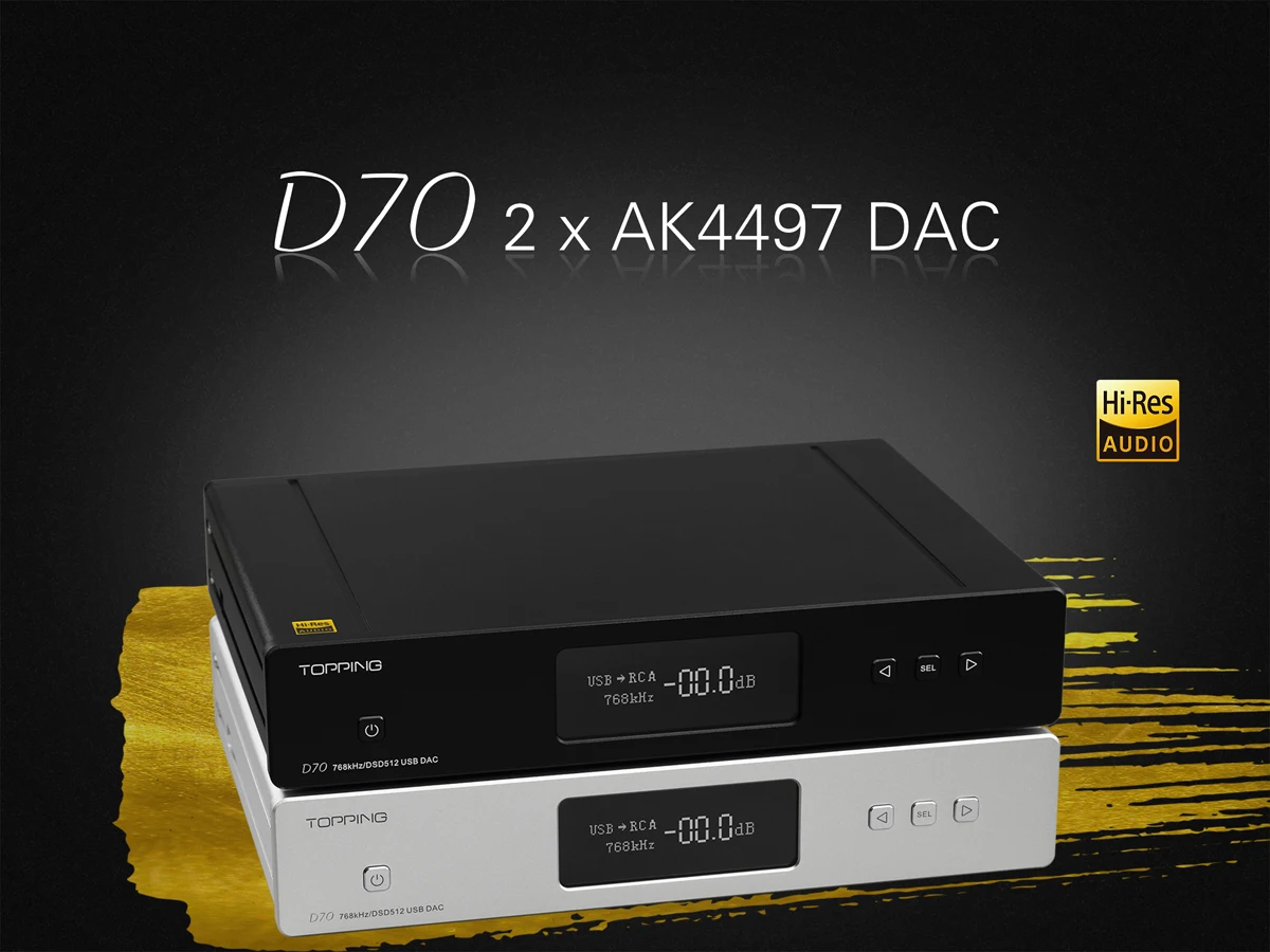 Topping D-70 AK4497*2 DAC AK4118 Receiver XMOS XU208 DSD512 Native 32Bit/768kHz Hi-Res audio with Remote Control Decoder