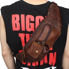 Wholesale Genuine Leather Waist Packs men's Bags Fanny Pack Belt Bag Phone Pouch Bags Travel Waist Pack Male Small Waist Bag brand hand made genuine crazy horse leather small cross body shoulder bag men s messenger bags male waist belt pack for travel