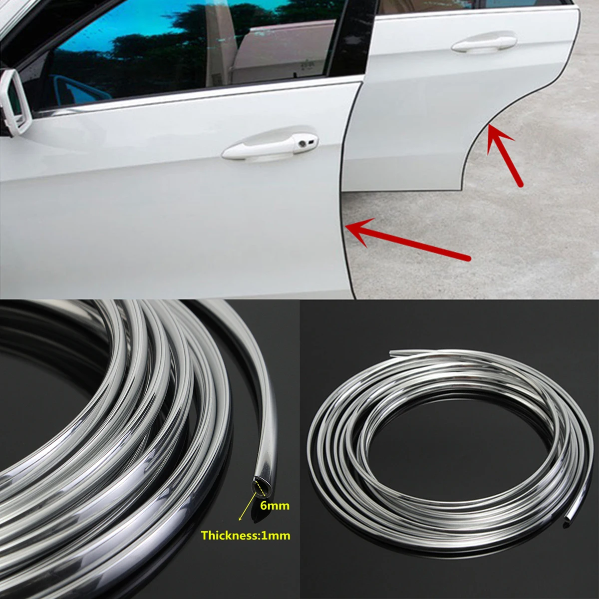 Новый 6 м Хром Литье отделка газа двери автомобиля край Scratch Guard Защитная