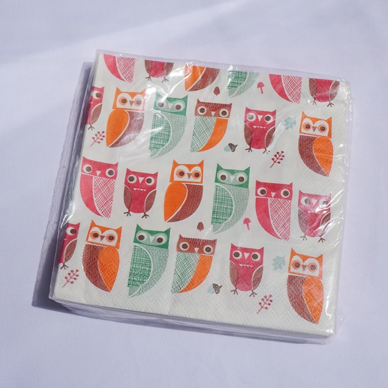 Cartoon colorful Owl paper napkins for children birthday party napkin