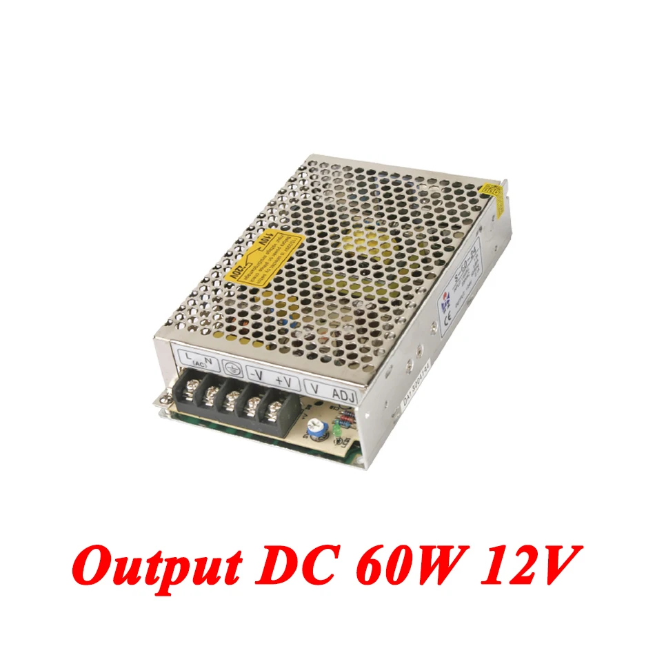 

S-60-12 60W 12V 5A Single DC Output switching power supply for Led Strip,AC110V/220V Transformer to DC 12V,led driver
