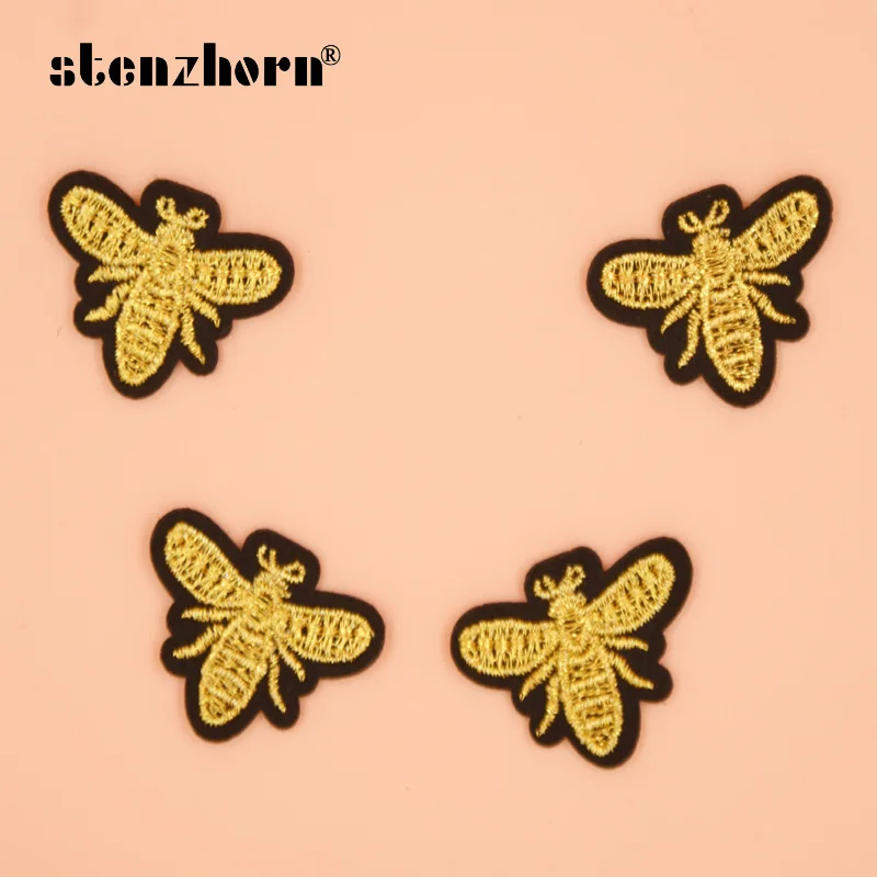 

girl patches embroidered DIY iron on patches little gold bee clothing patches for T-shirt
