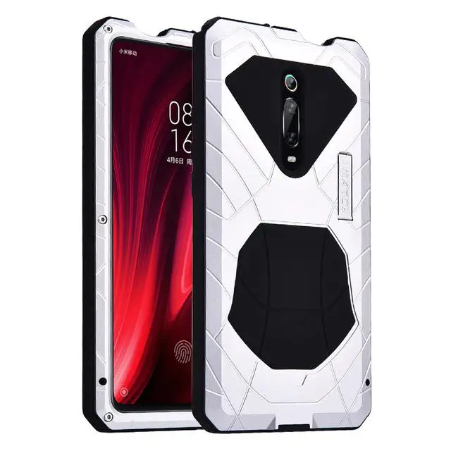 Повседневный водонепроницаемый чехол для Xiao mi Red mi K20 K20 Pro mi 9t mi 9t Pro противоударный сверхмощный резервуар силиконовый алюминиевый металлический чехол - Цвет: Серебристый