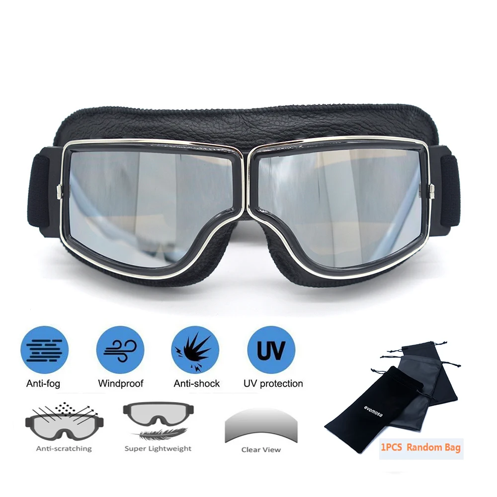 High Quality Motorcycle Goggles Pilot Motorbike Goggles Leather Retro Jet font b Helmet b font Eyewear