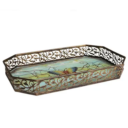 

European tea set tray rectangular fruit bowl American style living room home creative put cup iron fruit try