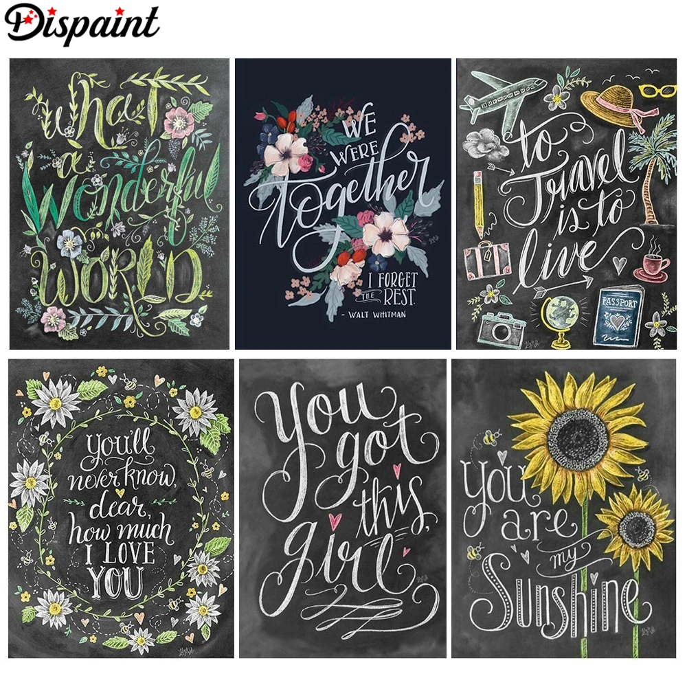 

Dispaint Full Square/Round Drill 5D DIY Diamond Painting "Black Board Text" 3D Embroidery Cross Stitch 3D Home Decor Gift