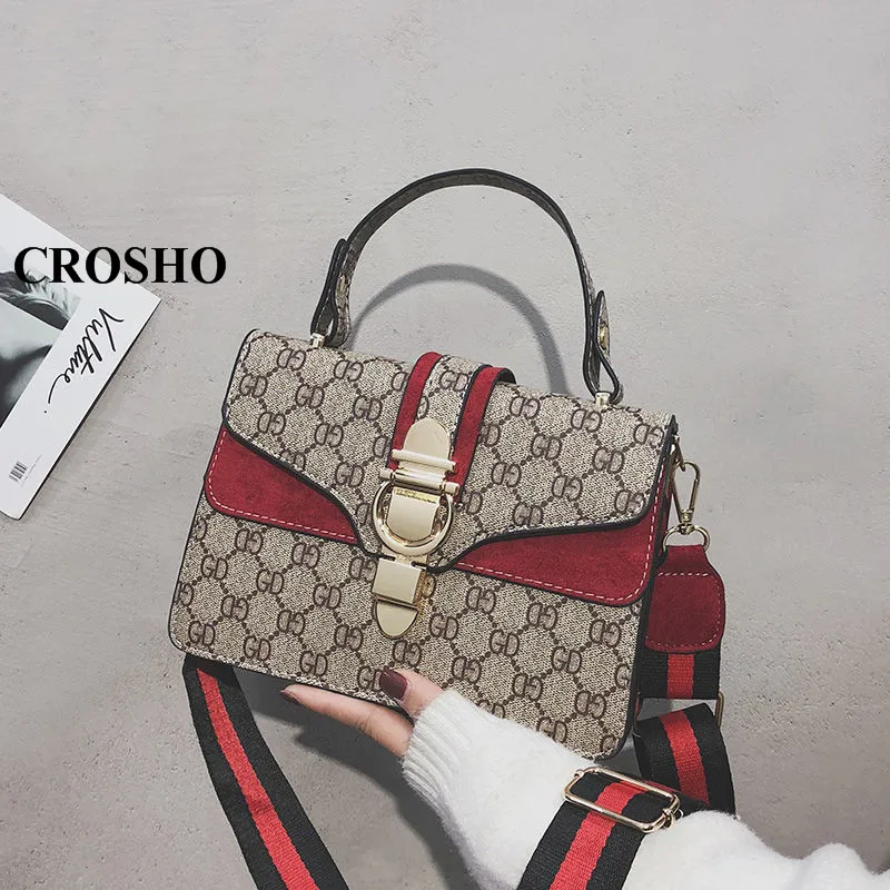 

CROSHO Female New Style Tide Joker Vogue Contracted Small Square Bag Handbag Crossbod Messenger Bags Letter