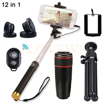 Камера линзы комплект 8X зум телеобъектив телескоп макро Широкий формат Fisheye Lentes для сотового телефона с штатив клипы монопод
