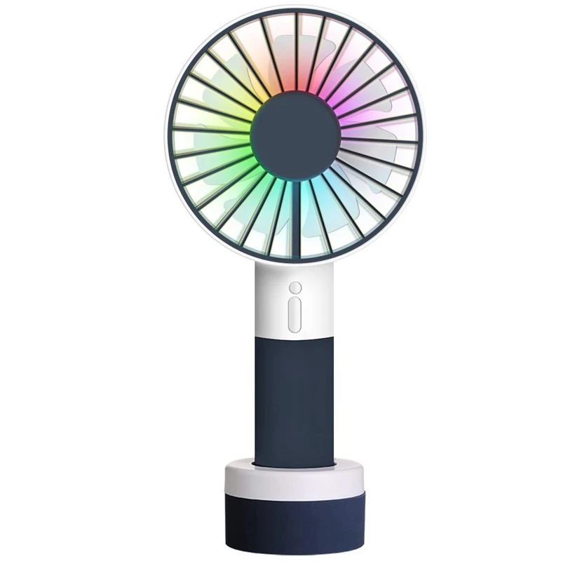 

Mini Handheld Fan With Color Light,Sports Portable Personal Rechargeable Usb Fan Desk Table Fan With Standing Base,3 Speed,For O