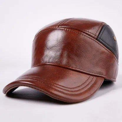 Натуральная кожа, Зимняя мужская шапка, утолщенная кожа, теплая Бейсболка, s, регулируемый размер, Snapback язык, шляпа сомбреро De Hombre - Цвет: brown