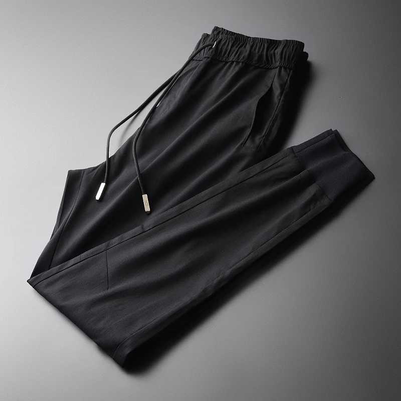 4xl Plus Minglu De Cheville Casual La Tencel Tissu M H Hommes k1838 Et Taille longueur Doux Pantalon À Nouvelle Mode Noir wZUXYxZ