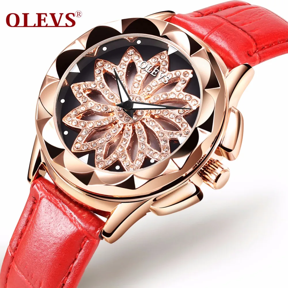 

OLEVS Fashion Women Golden Watches 2018 High Quality hollow out Leather Quartz Watch Woman Dress Ladies Wrist watch Montre Femme